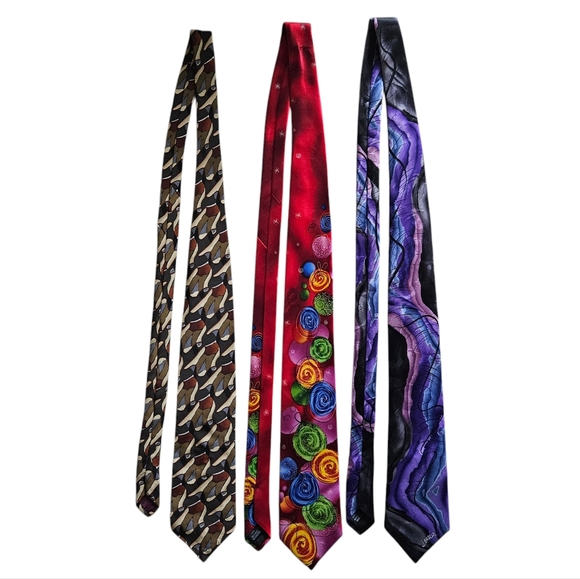 J. Garcia Lot of 3 Men's Ties, Abstract Prints, One NWT - Picture 1 of 7